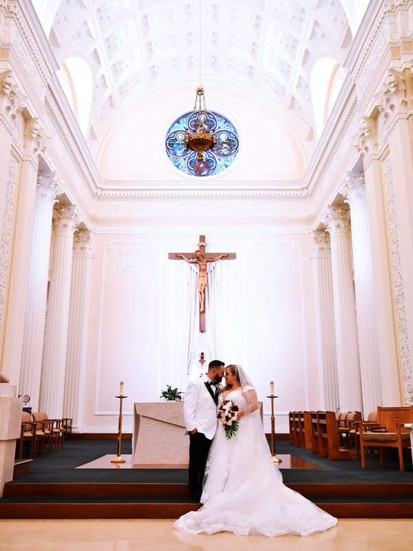 Bride and groom in a beautiful church ceremony